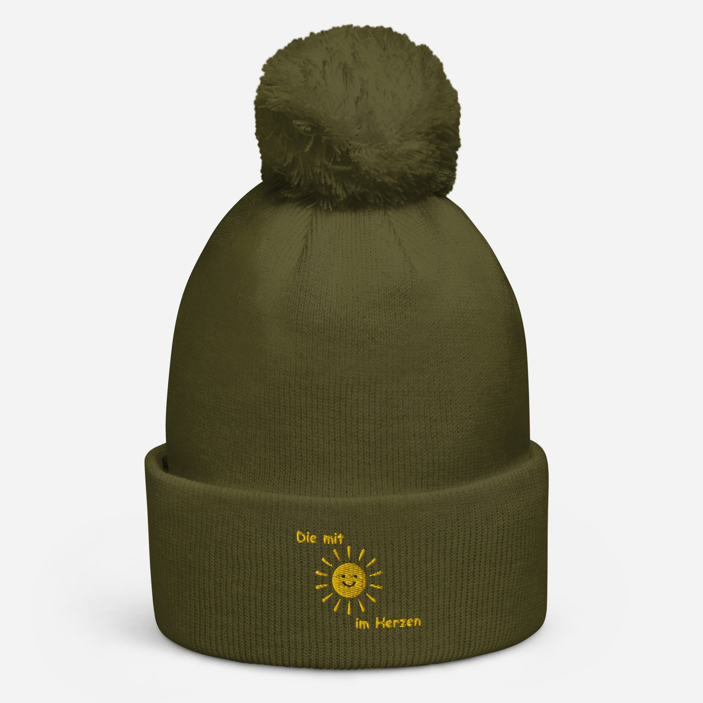 Bommel-Beanie Die mit Sonne im Herzen
