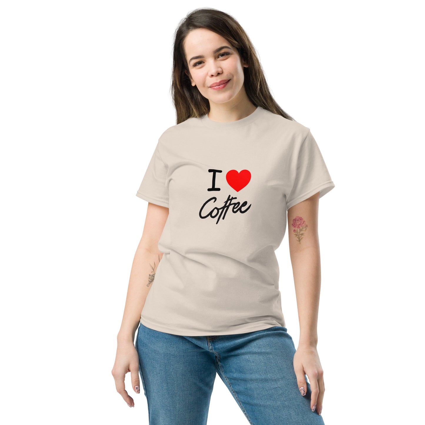 Klassisches Unisex T-Shirt I Love Coffee