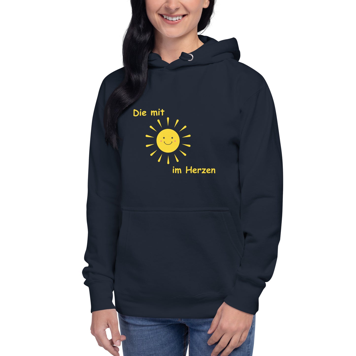 Unisex-Kapuzenpullover Die mit Sonne im Herzen