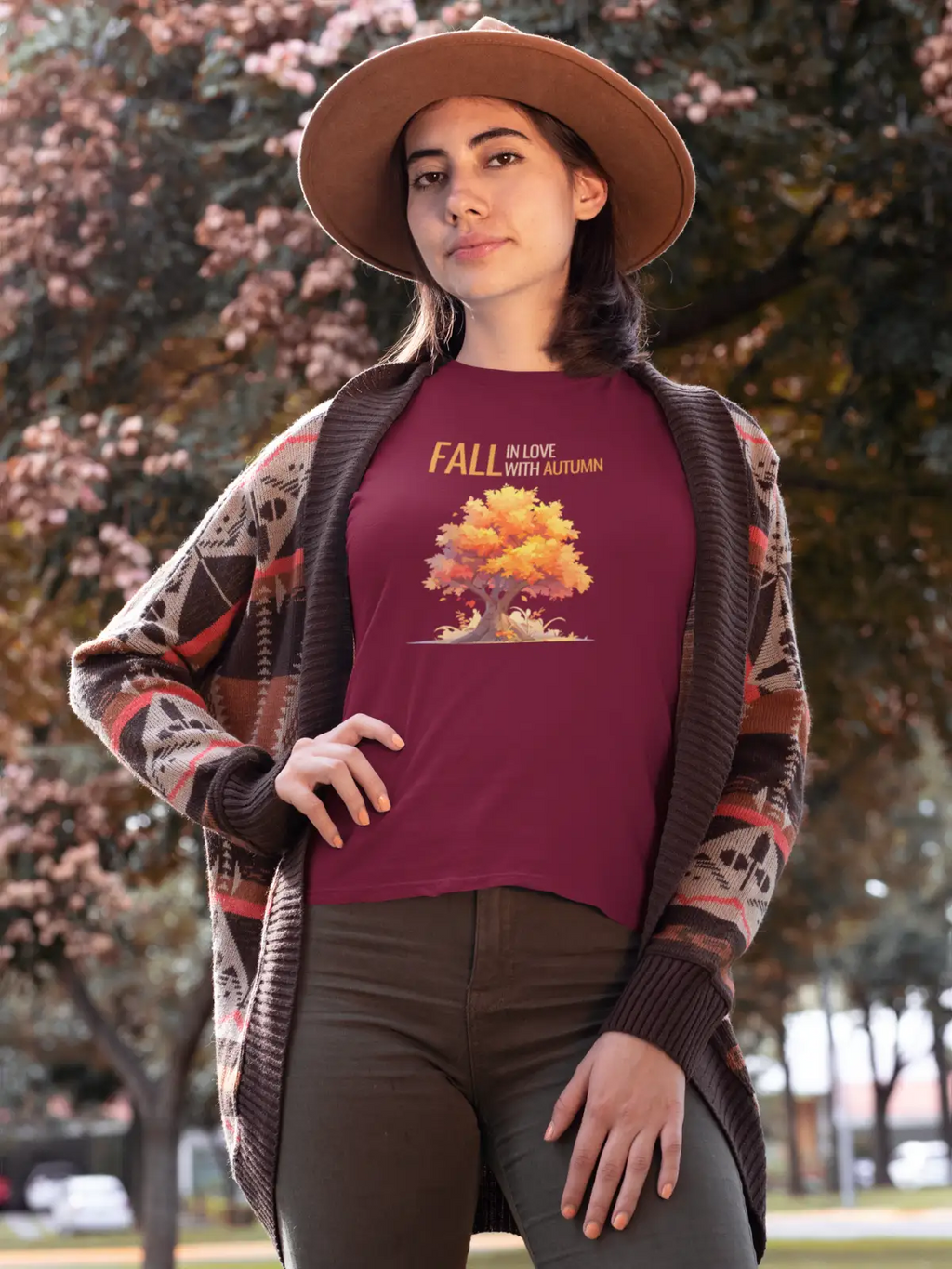 Fall in Love with Autumn, Unisex T-Shirt mit Rundhalsausschnitt,  Herbststimmung