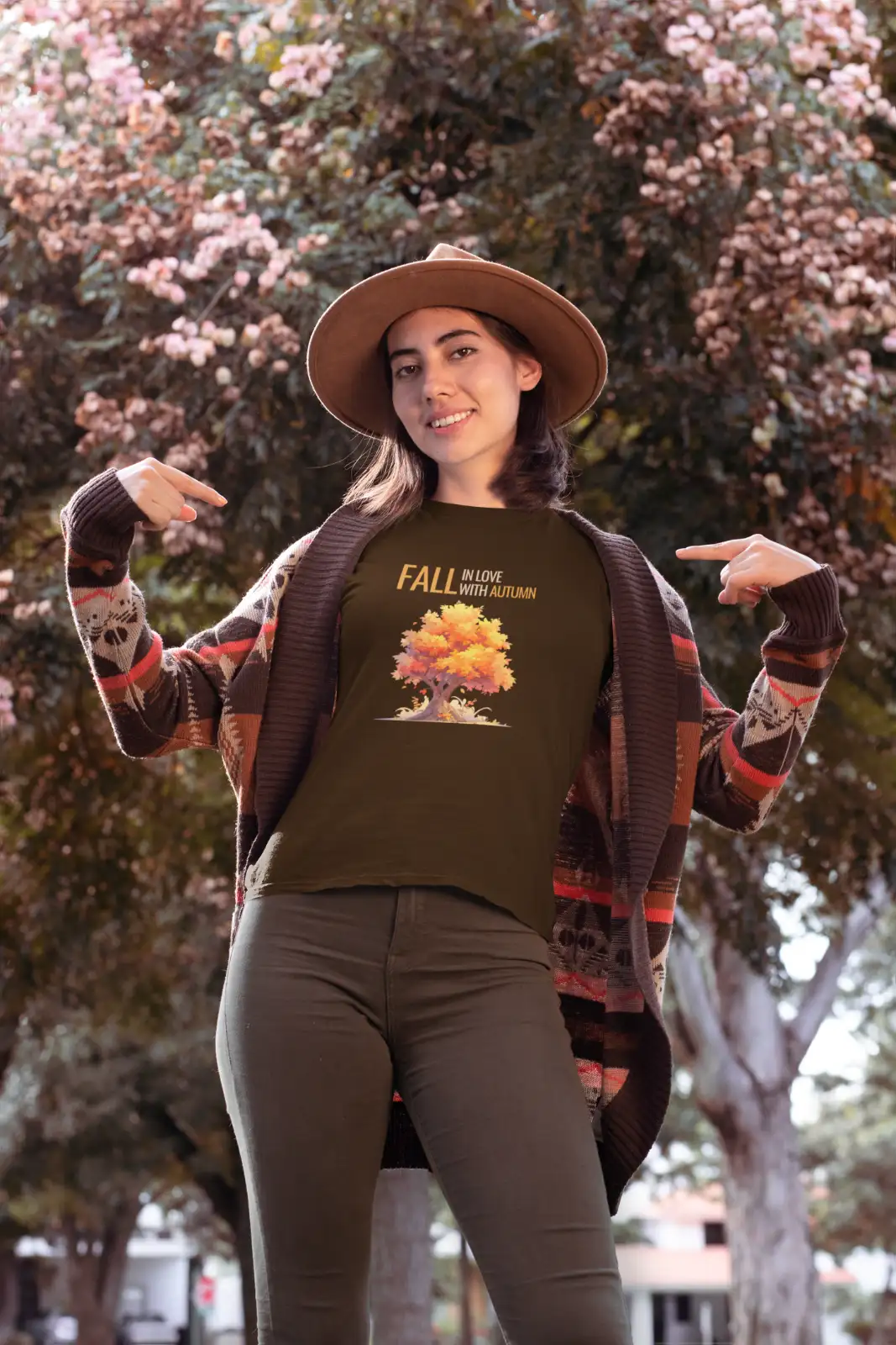Fall in Love with Autumn, Unisex T-Shirt mit Rundhalsausschnitt,  Herbststimmung
