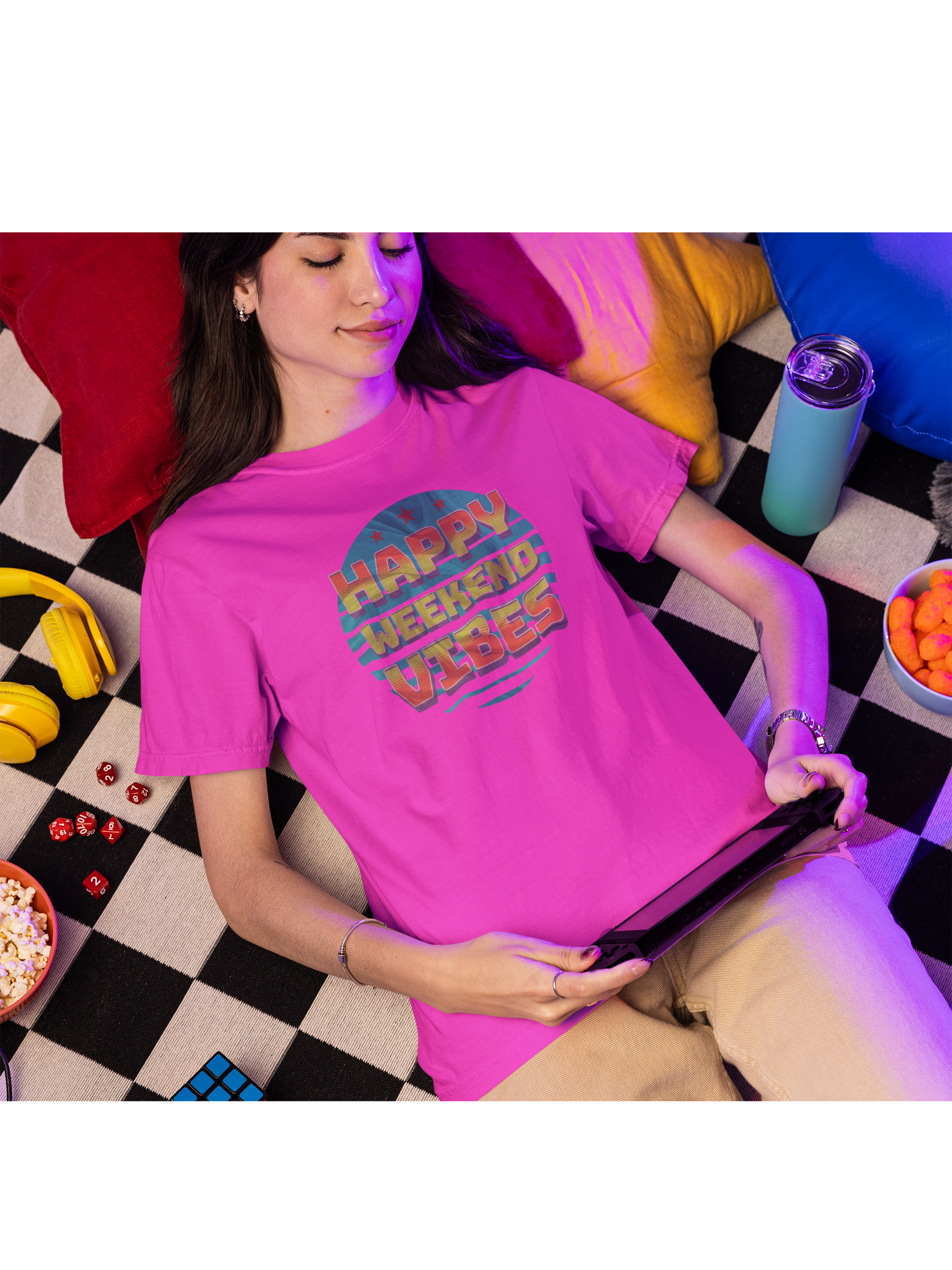 Happy Weekend Vibes T-Shirt, Nostalgic Retro Shirt, Geburtstagsgeschenk