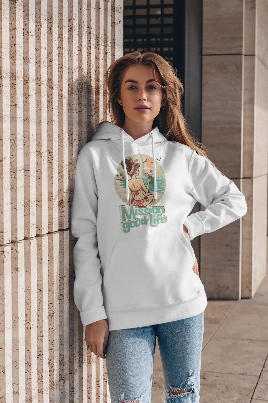 Mission Good Life -  Unisex Hoodie, Retro Frontprint
