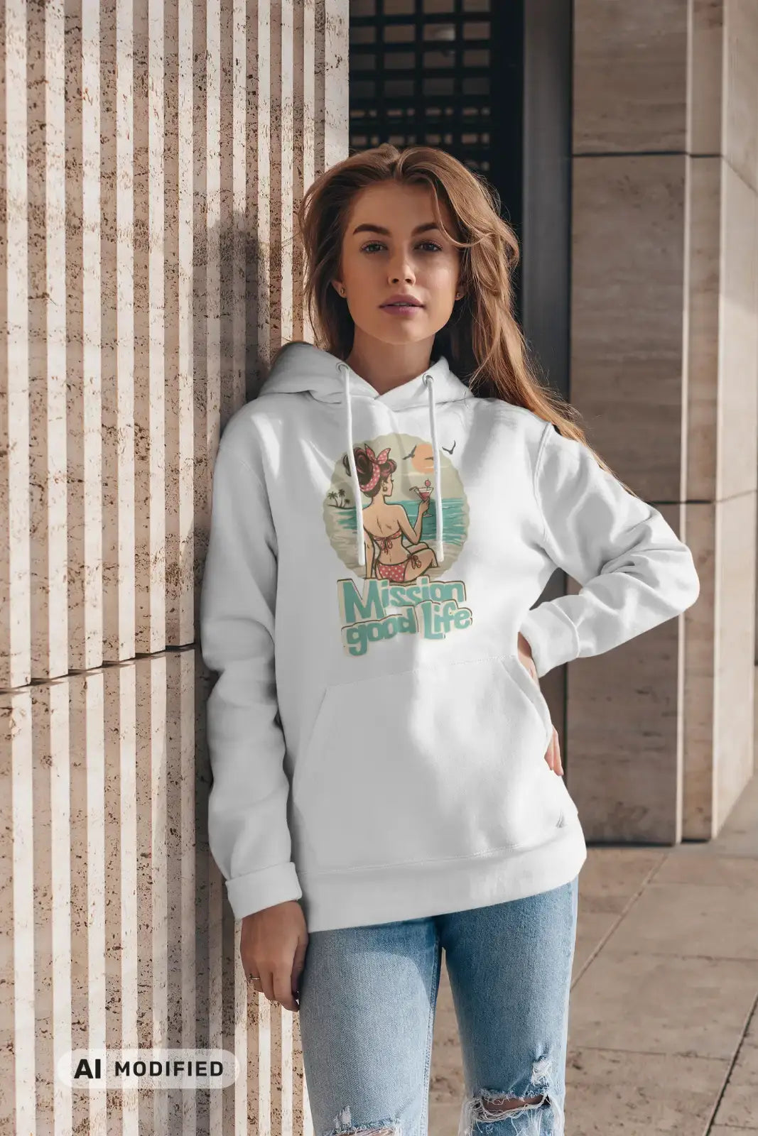 Mission Good Life -  Unisex Hoodie, Retro Frontprint
