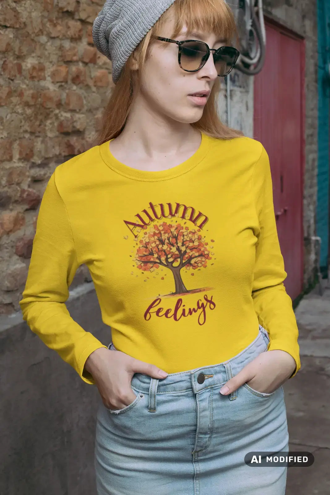 Autumn Feelings Unisex T-Shirt mit Rundhalsausschnitt,  Herbst