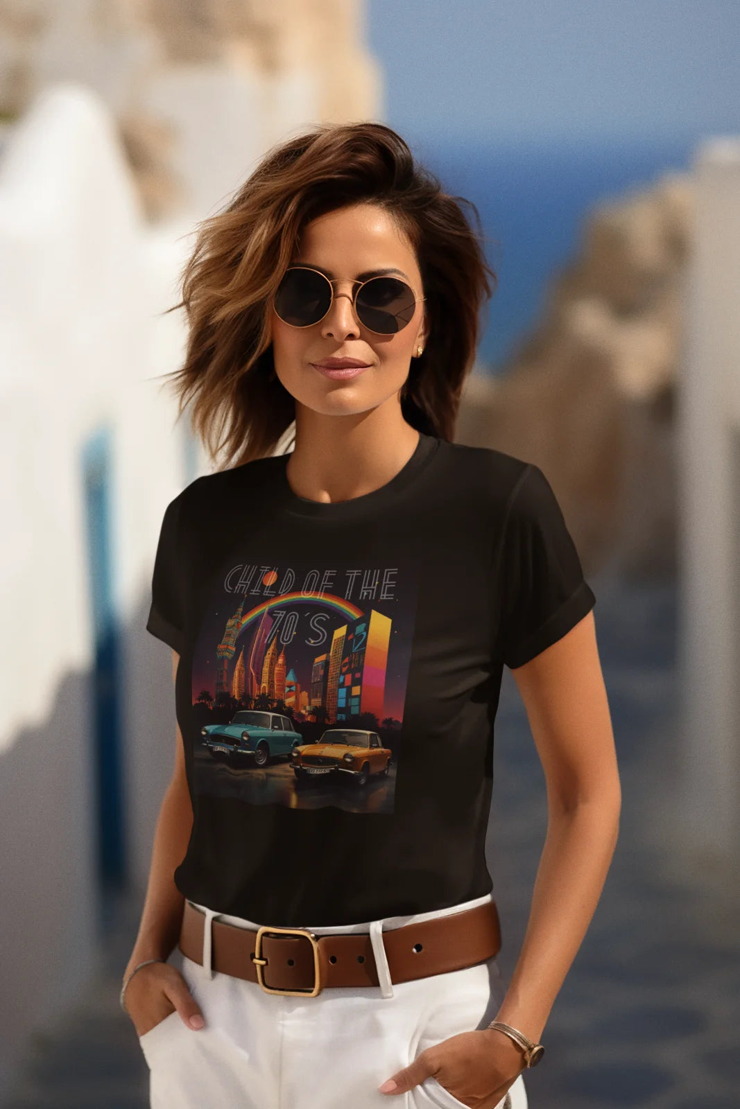 Child of the 70`s, Unisex T-Shirt mit Rundhalsausschnitt, Disco, Retro, Vintage