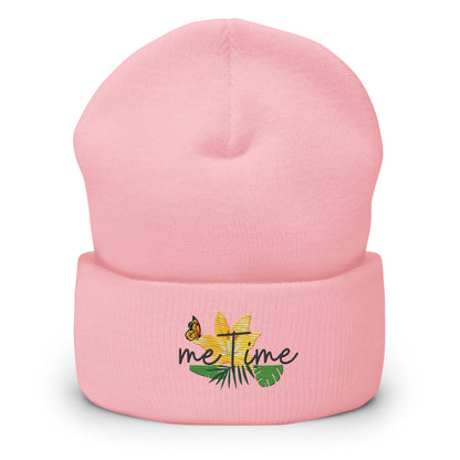 Umgeschlagene Beanie meTime gelbe Blume