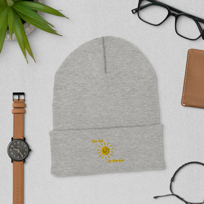 Umgeschlagene Beanie Die mit Sonne im Herzen