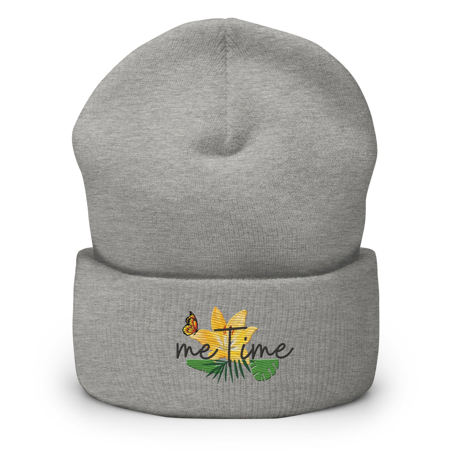 Umgeschlagene Beanie meTime gelbe Blume