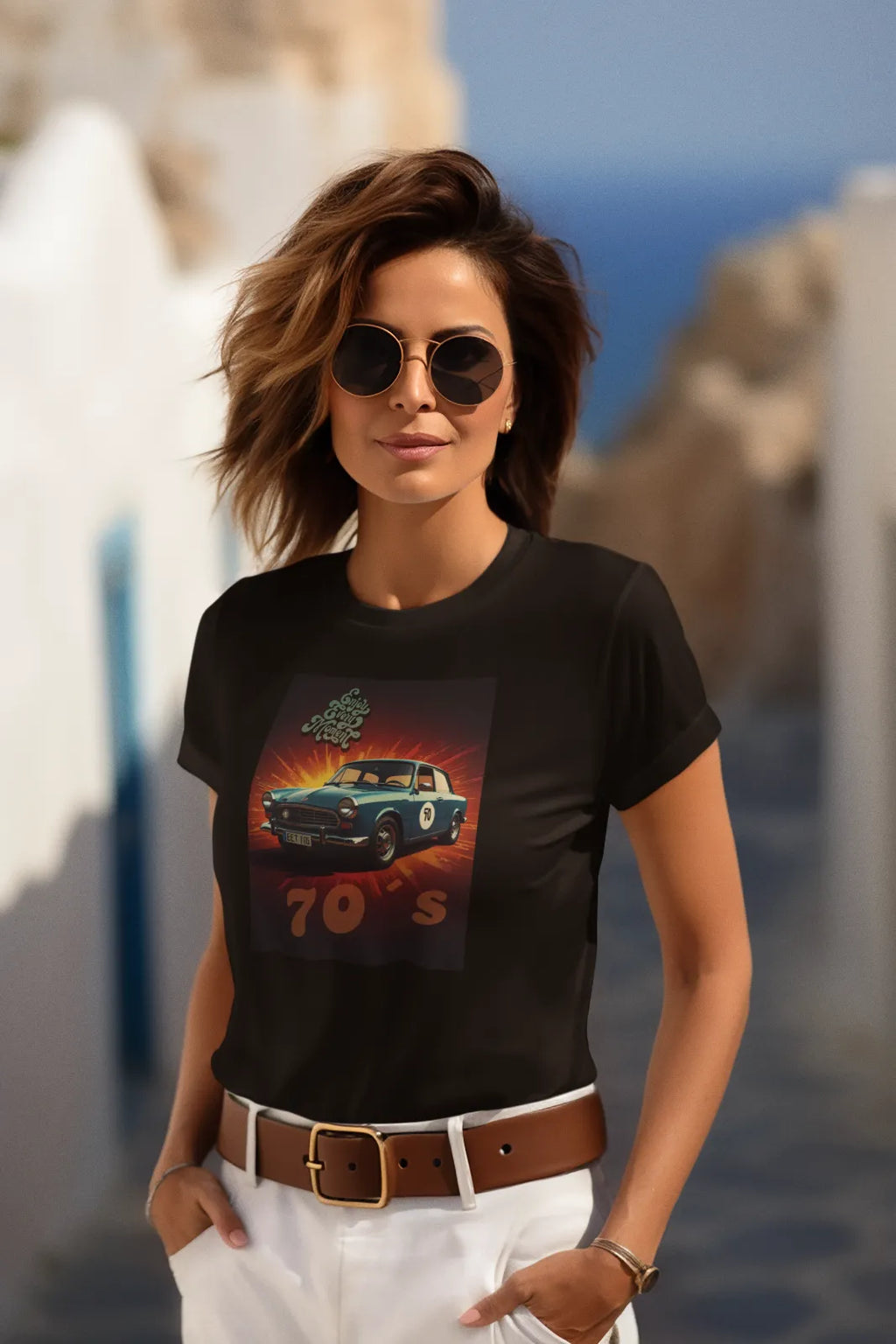 Enjoy Every Moment 70`s, Unisex T-Shirt mit Rundhalsausschnitt, Oldtimer, Retro, Vintage