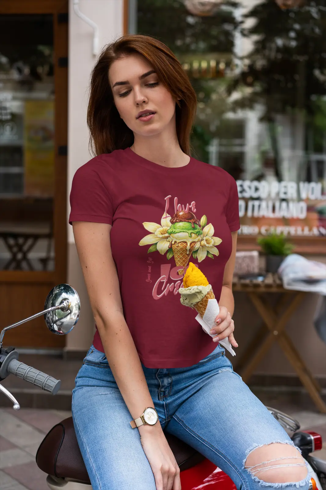 I love Icecream T-Shirt, Nostalgic Shirt, Geburtstagsgeschenk