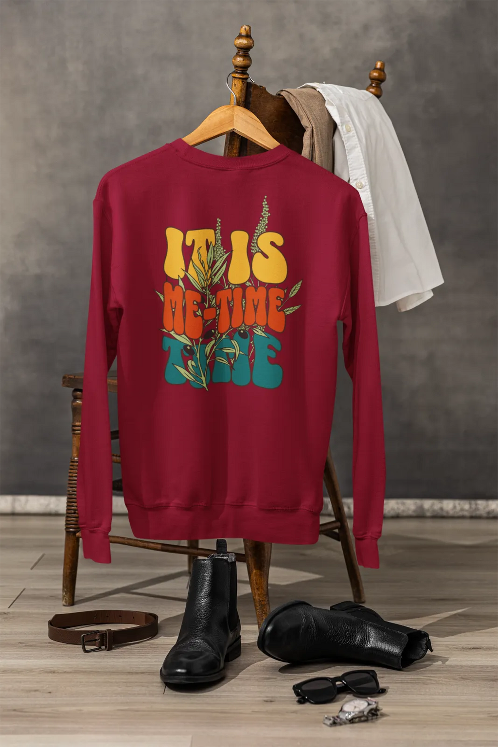 It is Me-Time Time Unisex Pullover mit Rundhalsausschnitt, Selfcare, Auszeit