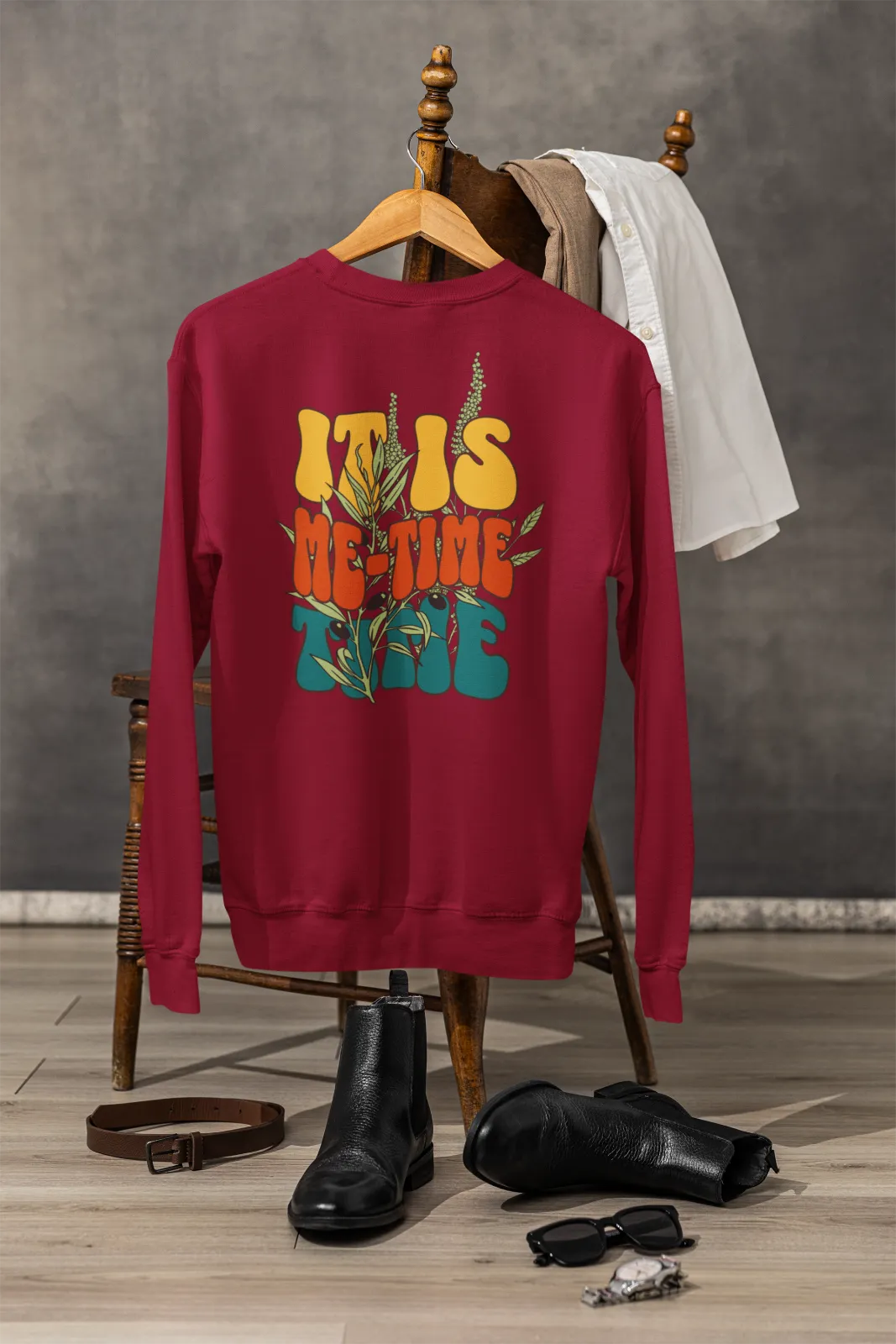 It is Me-Time Time Unisex Pullover mit Rundhalsausschnitt, Selfcare, Auszeit