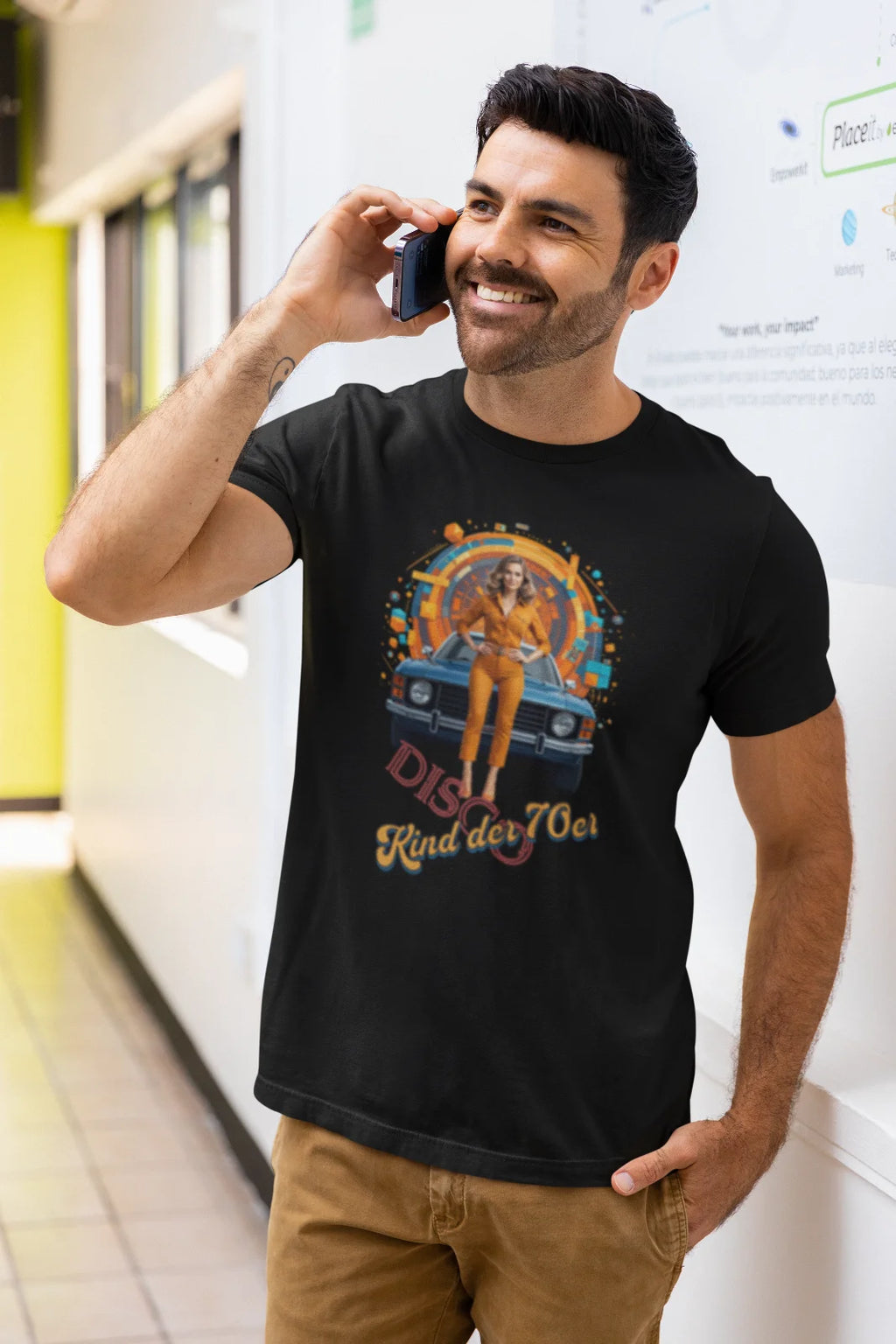 Kind der 70er, Unisex T-Shirt mit Rundhalsausschnitt, Disco, Retro, Vintage