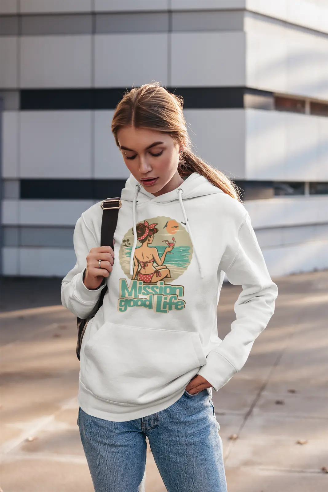 Mission Good Life -  Unisex Hoodie, Retro Frontprint