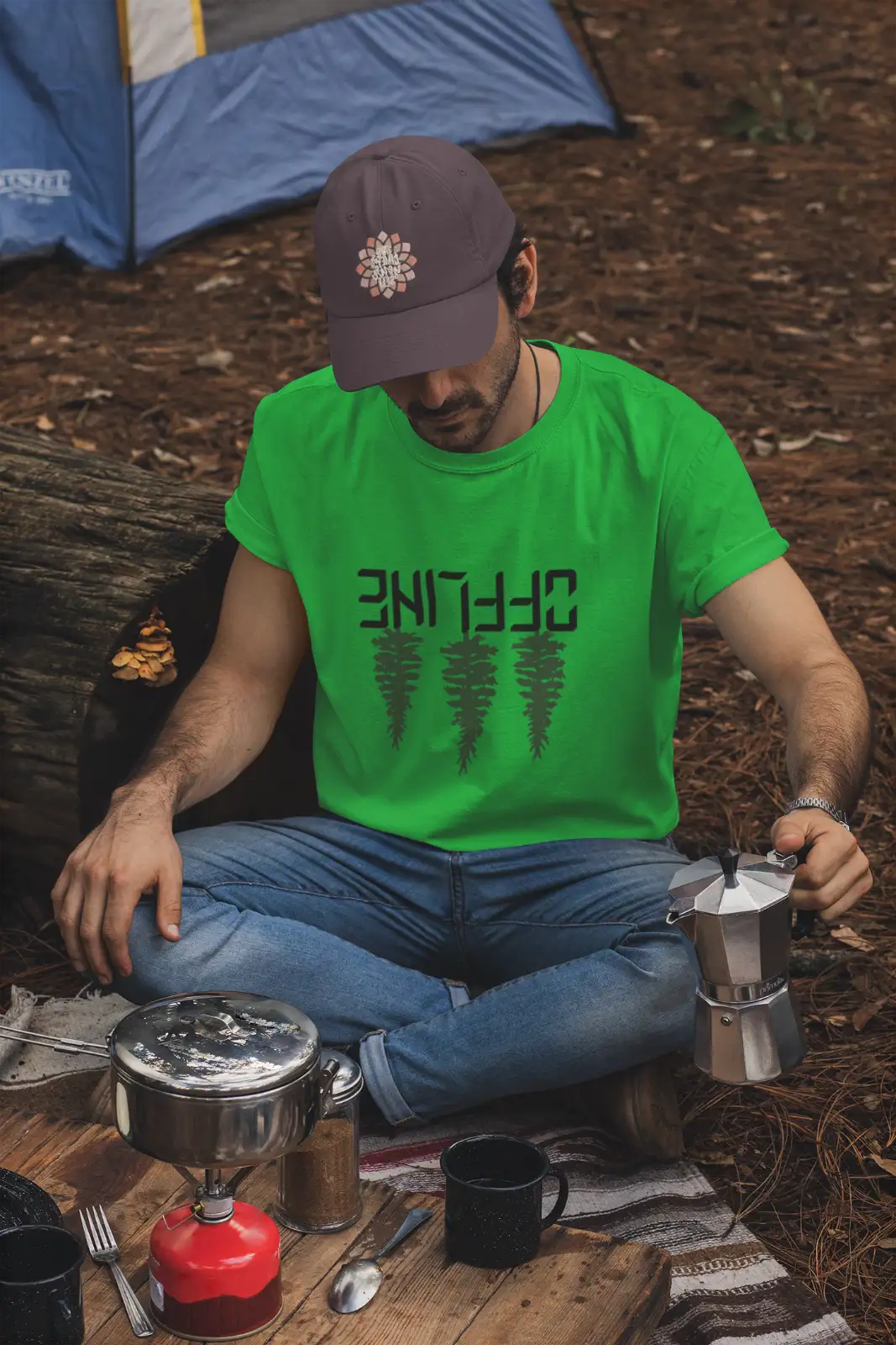 OFFLINE T-Shirt DOPPELT GESPIEGELT mit Rundhalsausschnitt,  Auszeit vom Alltag