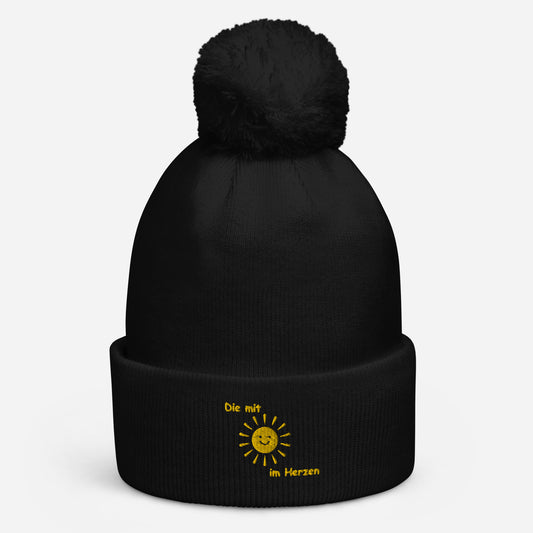 Bommel-Beanie Die mit Sonne im Herzen