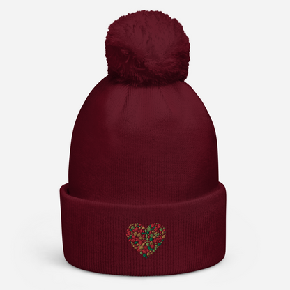 Bommel-Beanie Blätterherz 2