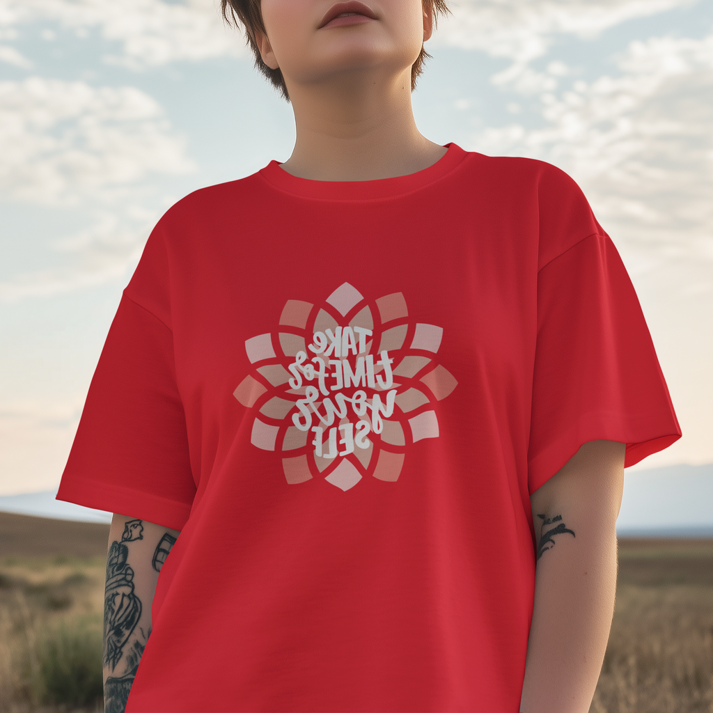 Take Time for your self Unisex T-Shirt GESPIEGELT mit Rundhalsausschnitt,  Me-Time, Zeit nehmen