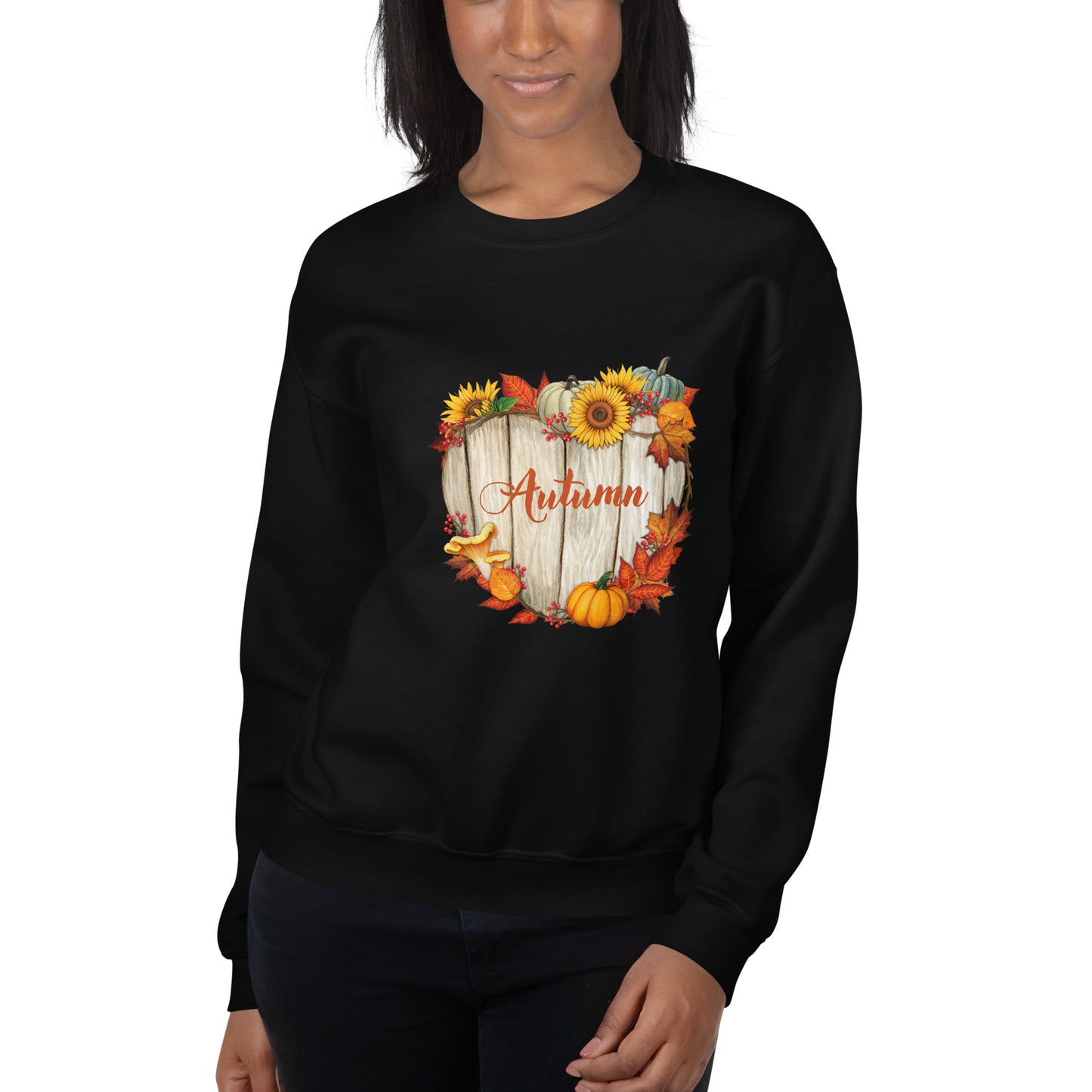 Unisex-Pullover Holzherz Herbst