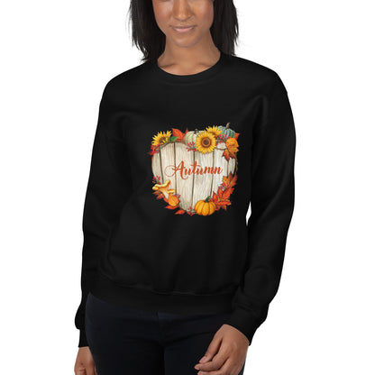 Unisex-Pullover Holzherz Herbst