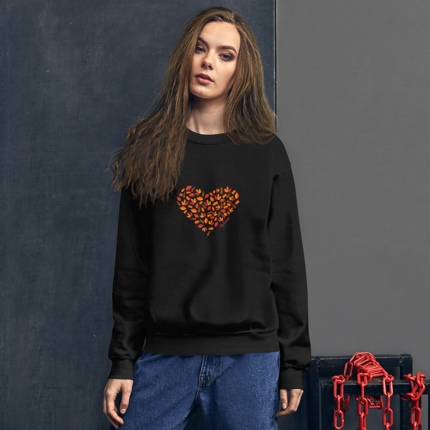 Unisex-Pullover Blätter-Herz