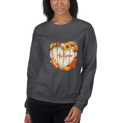 Unisex-Pullover Holzherz Herbst