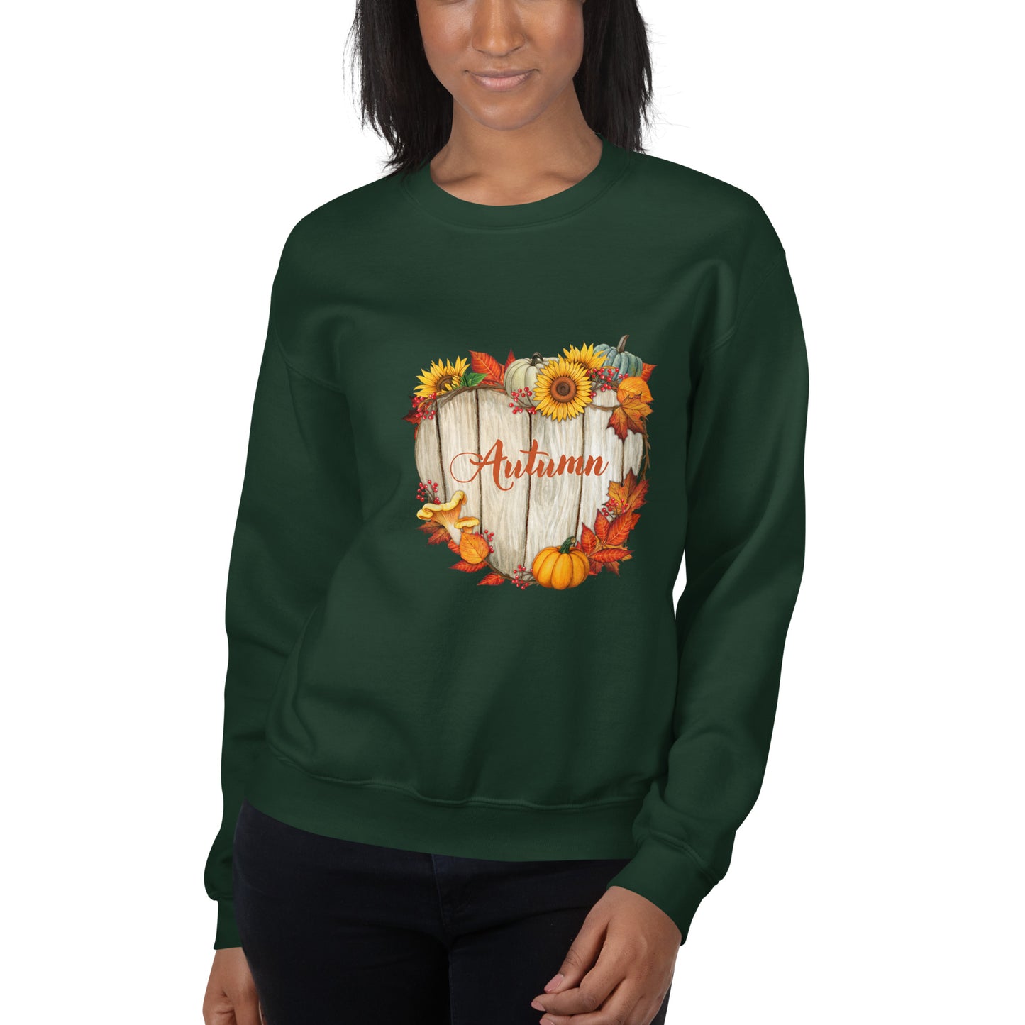 Unisex-Pullover Holzherz Herbst