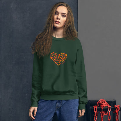 Unisex-Pullover Blätter-Herz