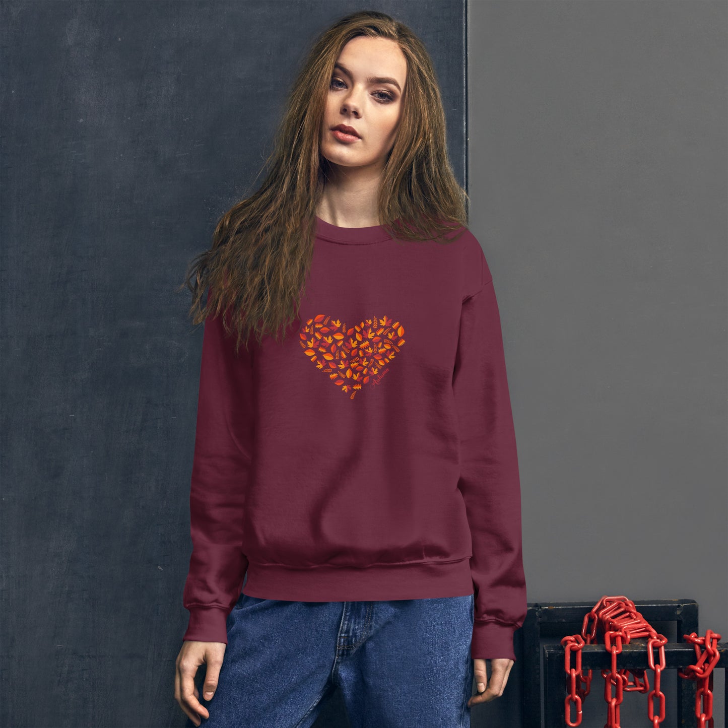 Unisex-Pullover Blätter-Herz