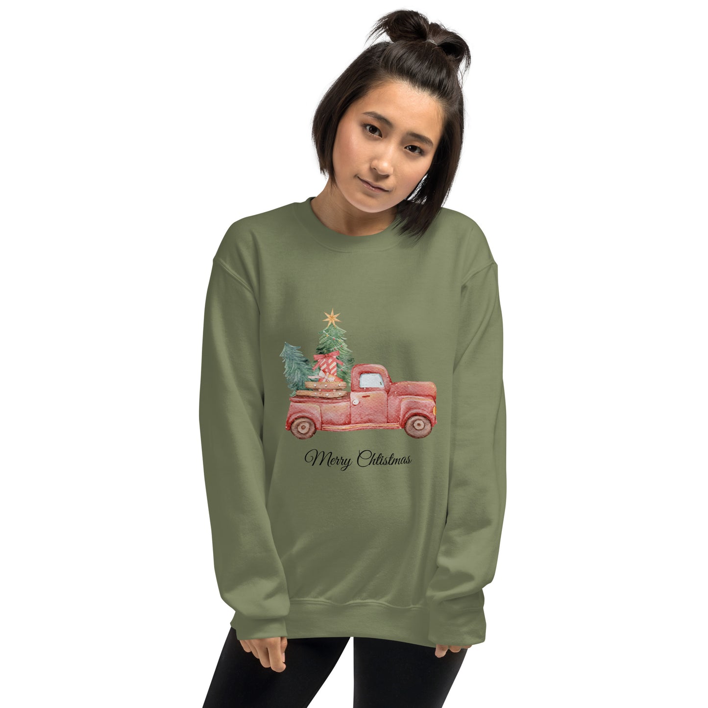 Unisex Pullover Weihnachts - Pickup Tannenbaum