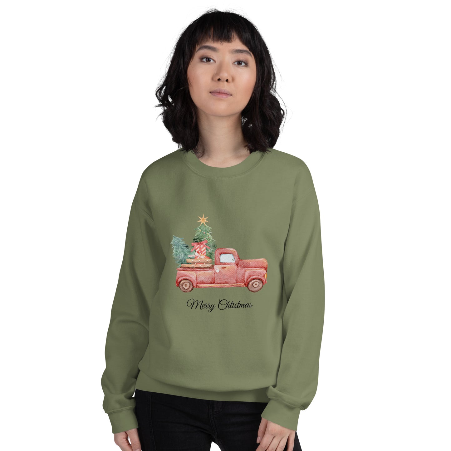 Unisex Pullover Weihnachts - Pickup Tannenbaum