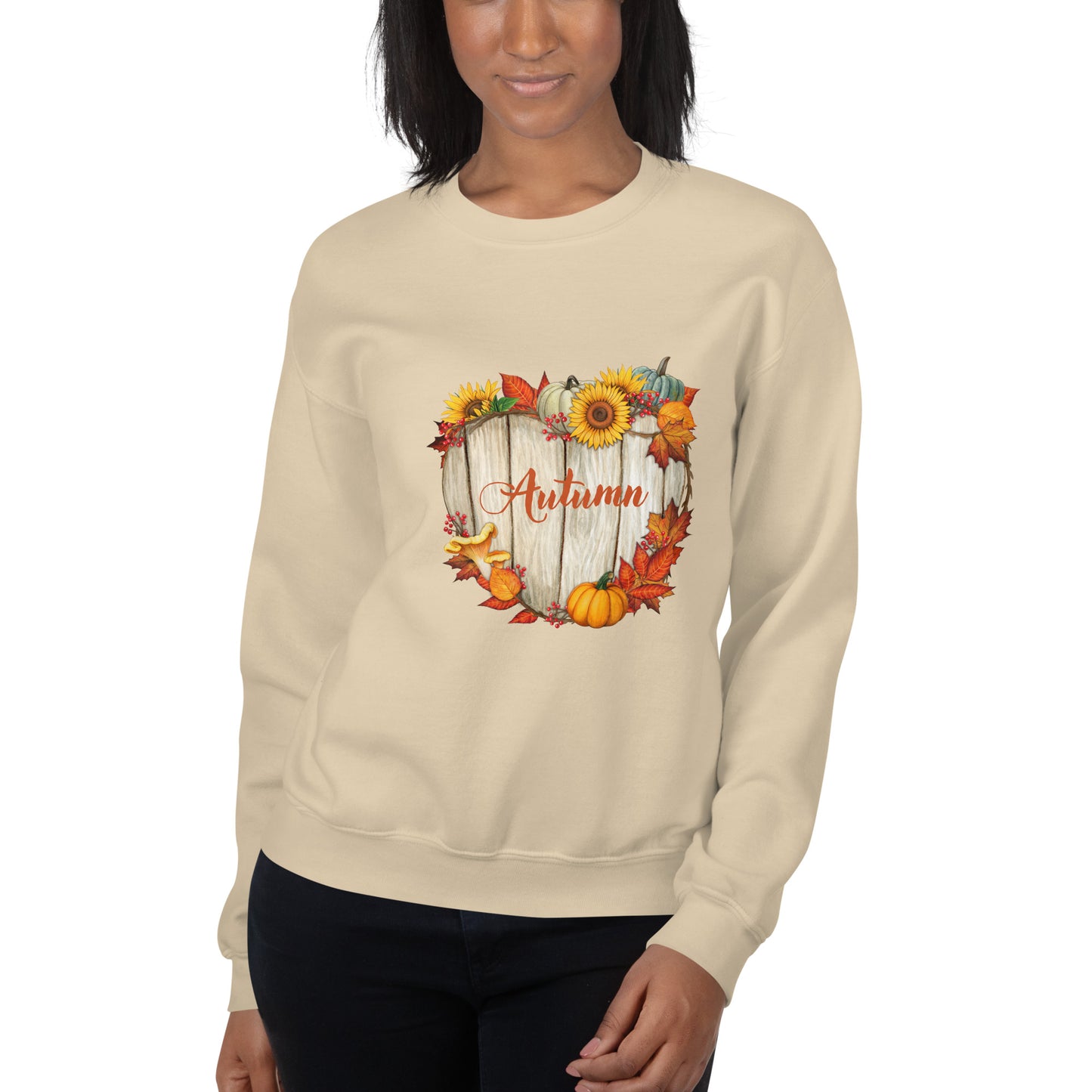 Unisex-Pullover Holzherz Herbst