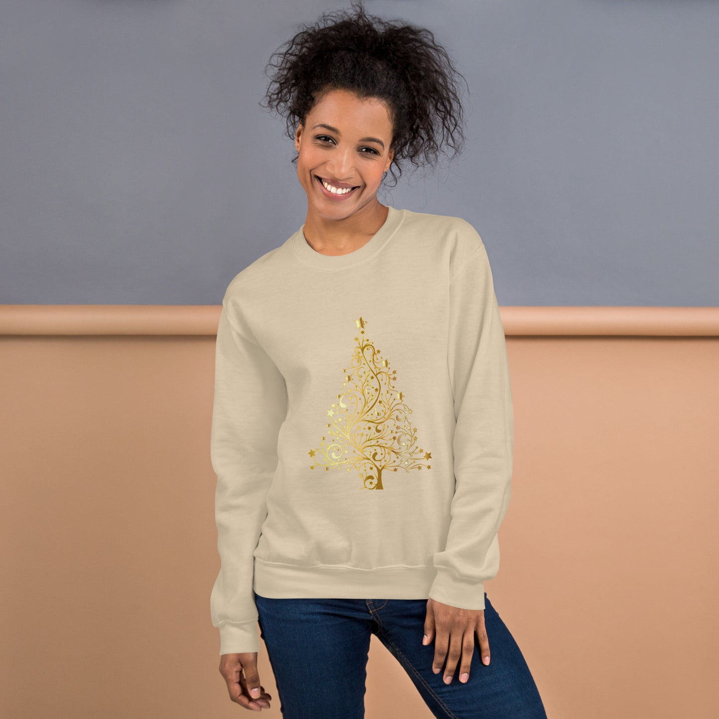 Unisex-Pullover Tannenbaum Gold