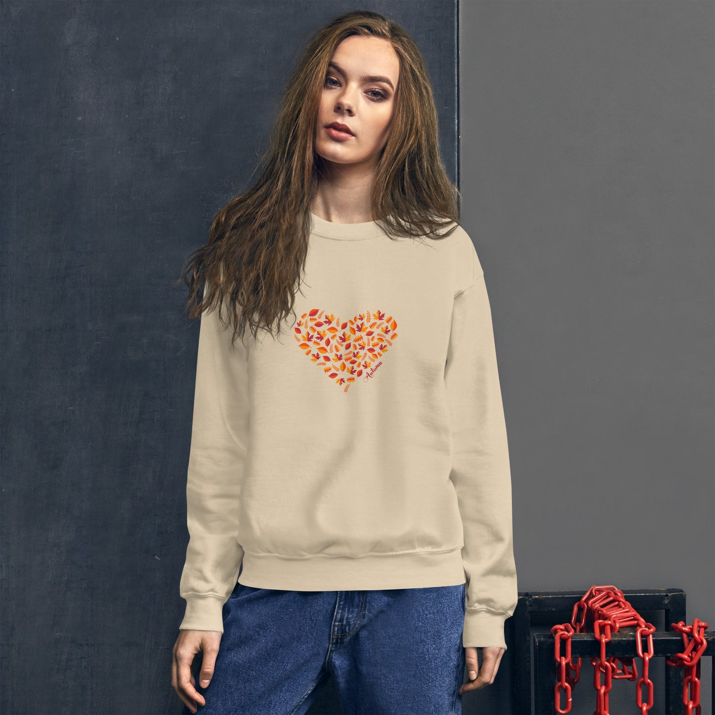 Unisex-Pullover Blätter-Herz