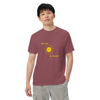 Schweres textilgefärbtes Unisex-T-Shirt Die mit Sonne im Herzen