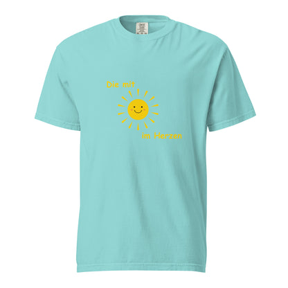 Schweres textilgefärbtes Unisex-T-Shirt Die mit Sonne im Herzen