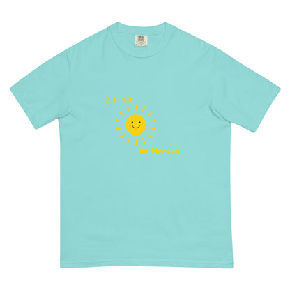 Schweres textilgefärbtes Unisex-T-Shirt Die mit Sonne im Herzen