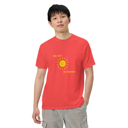 Schweres textilgefärbtes Unisex-T-Shirt Die mit Sonne im Herzen