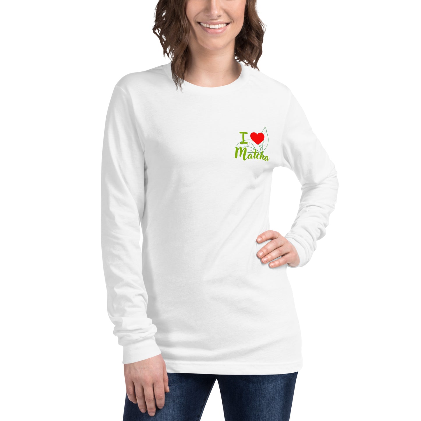 Langärmeliges Unisex-T-Shirt I Love Matcha