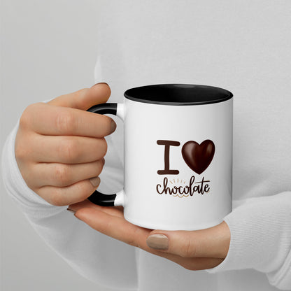 Tasse mit farbiger Innenseite I Love Chocolate Linkshänder