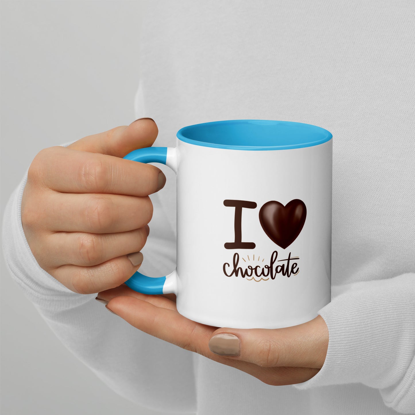 Tasse mit farbiger Innenseite I Love Chocolate Linkshänder