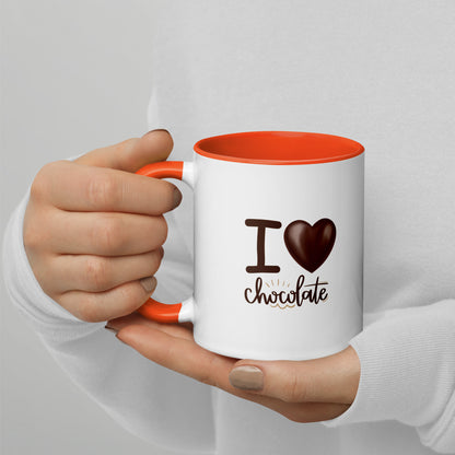 Tasse mit farbiger Innenseite I Love Chocolate Linkshänder