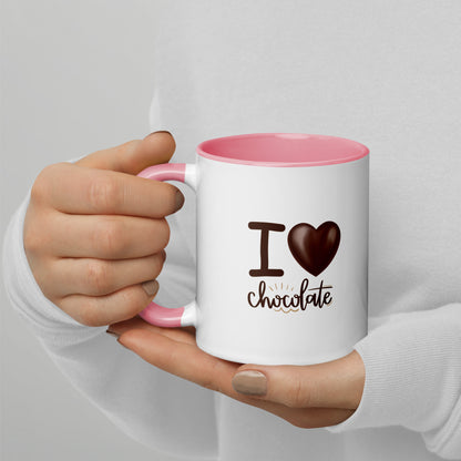 Tasse mit farbiger Innenseite I Love Chocolate Linkshänder