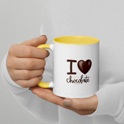 Tasse mit farbiger Innenseite I Love Chocolate Linkshänder